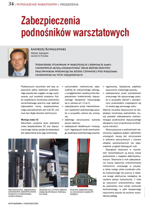 Zabezpieczenia podnośników warsztatowych Nr 12 2014