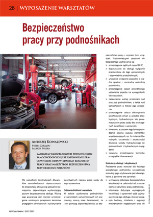 Bezpieczeństwo pracy przy podnośnikach Nr 2 2015