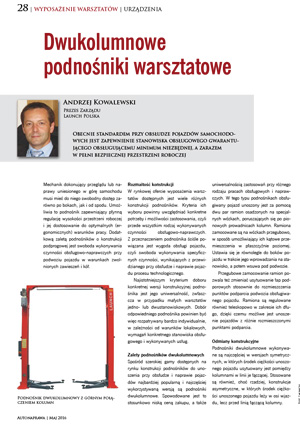 Dwukolumnowe podnośniki warsztatowe Nr 5 2016