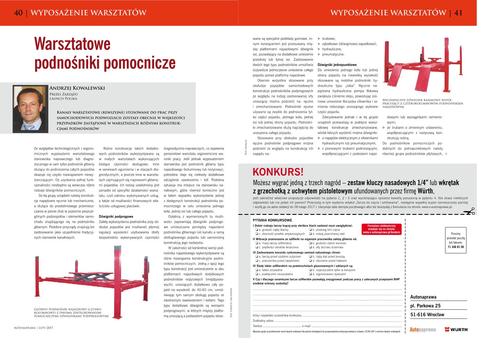 Warsztatowe podnośniki pomocnicze Nr 2 2017