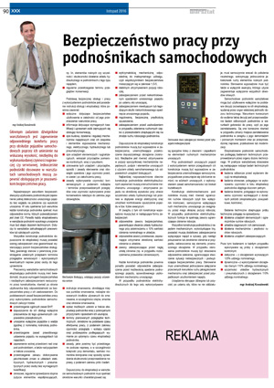 Bezpieczeństwo pracy przy podnośnikach samochodowych Nr 11 2016