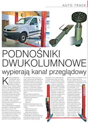 Podnośniki dwukolumnowe wypierają kanał przeglądowy Nr 1 2 2010