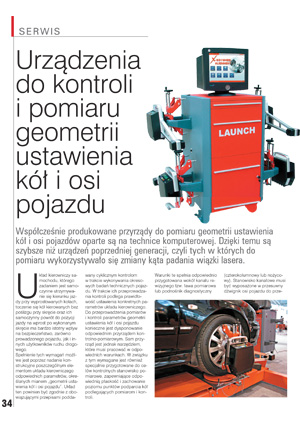 Urządzenia do kontroli i pomiaru geometrii ustawienia kół i osi pojazdu Nr 3 2010