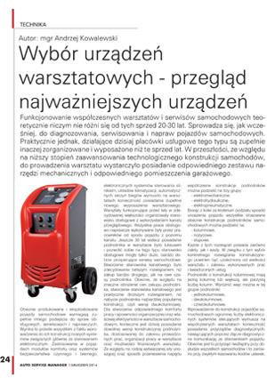 Wybór urządzeń warsztatowych - przegląd najważniejszych urządzeń Nr 12 2014