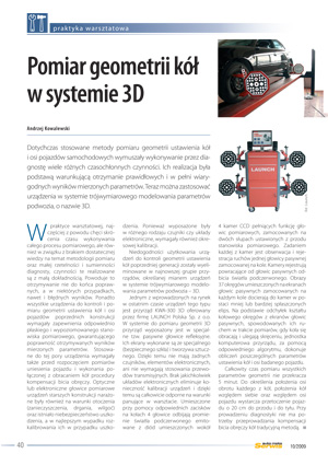 Pomiar geometrii kół w systemie 3D Nr 10 2009