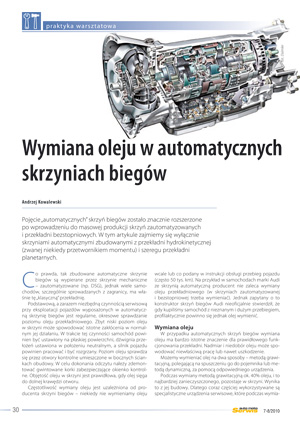 Wymiana oleju w automatycznych skrzyniach biegów Nr 7 8 2010